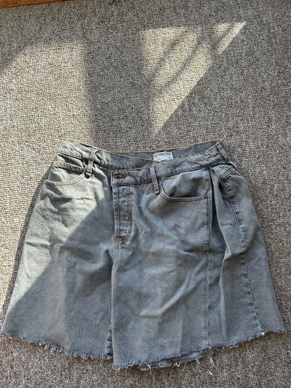 We The Free Washed Gray Denim Boomerang short